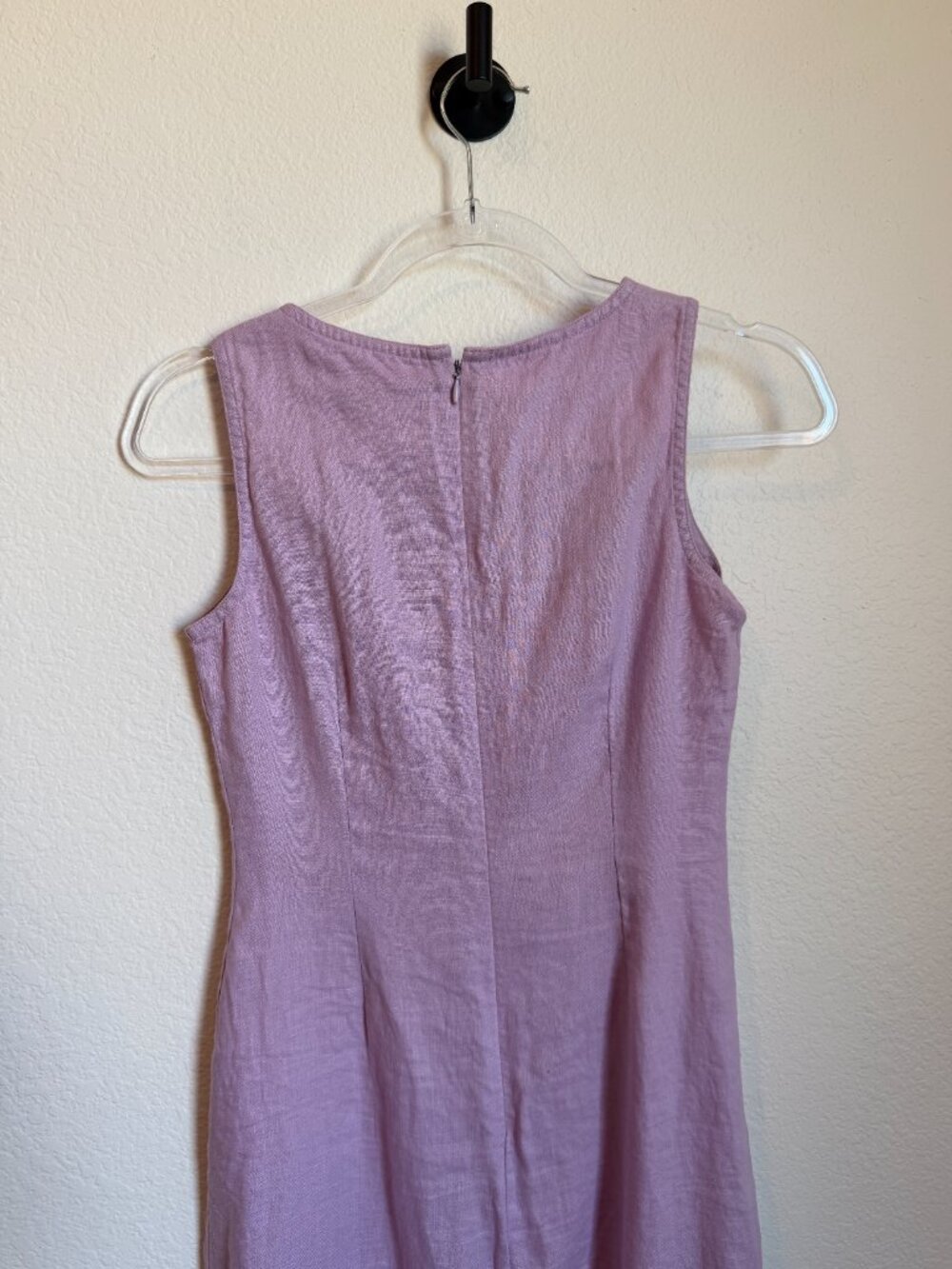Vintage Petite Sophisticate 100% Linen Lilac Purple Midi Length Dress Women's 0 - Picture 8 of 9